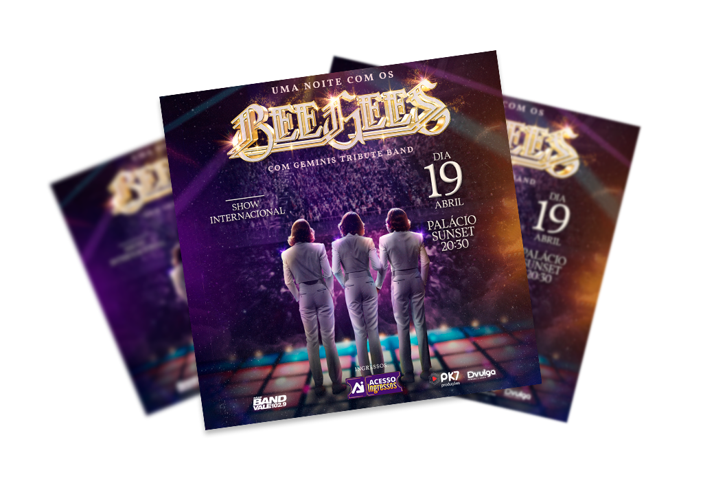 Peças estáticas da campanha Uma Noite com os Bee Gees